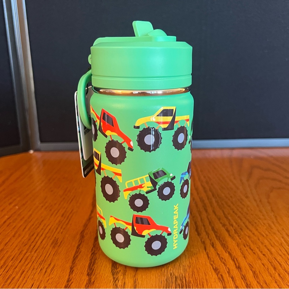 Hydrapeak Green Monster Trucks 14 oz. Water Bottle